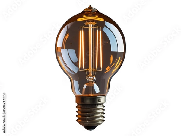 Fototapeta Illuminated light bulb radiating warmth with clear glass on a black background