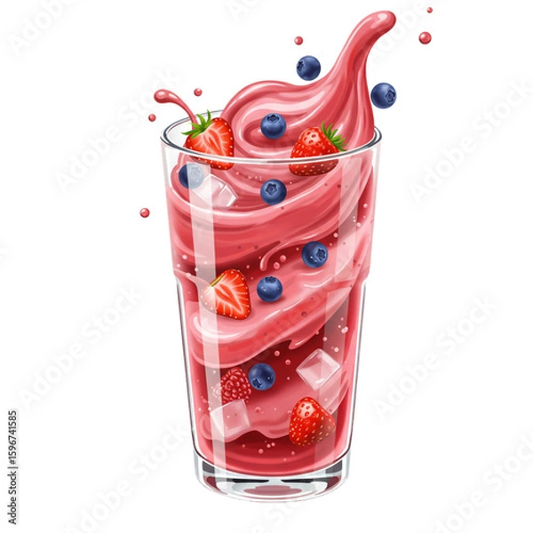 Obraz Refreshing Summer Drink: Vibrant berry smoothie in transparent glassware