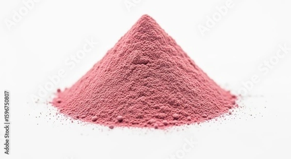 Fototapeta A perfect conical pile of vibrant pink powder against a clean white background showcasing its fine texture and bright color