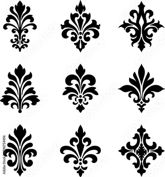 Fototapeta Ornamental Damask Vector Set graphics