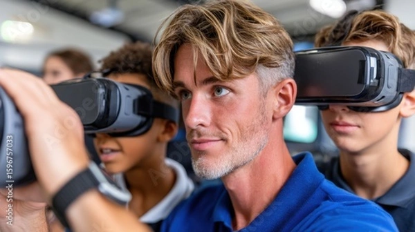 Fototapeta Engaging Young Learners in Virtual Reality Experience Together