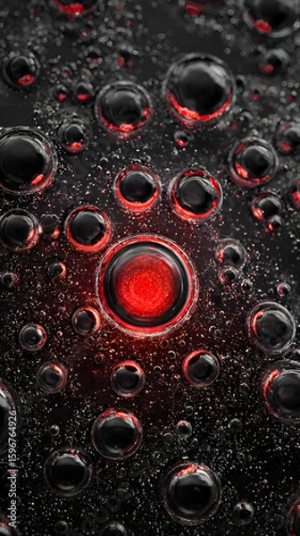Obraz Glowing Red Orb and Bubbles