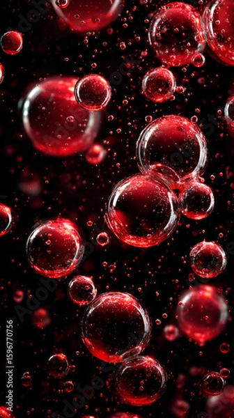 Obraz Dark Red Spheres with Water Droplets
