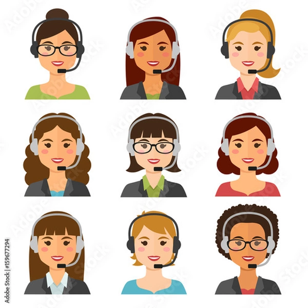 Fototapeta Call center agents avatars