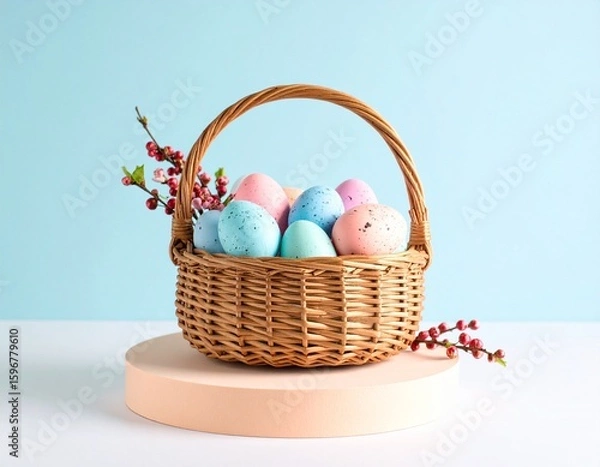 Fototapeta easter eggs in basket