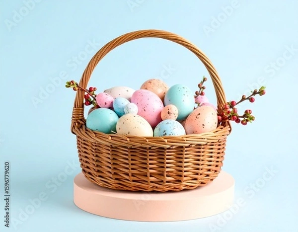 Fototapeta easter eggs in basket
