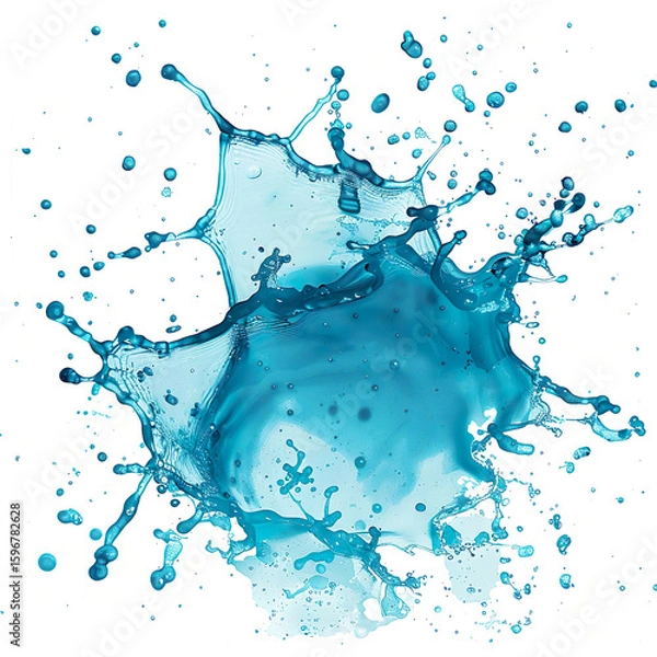 Obraz Dynamic blue water splash isolated on transparent background