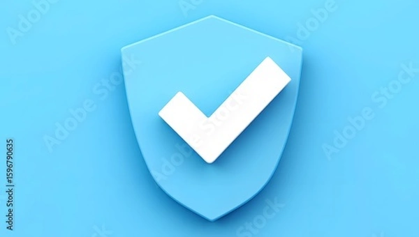 Obraz Shield Icon with Checkmark - Security and Protection Concept
