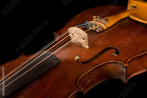 Obraz Old violin on black background