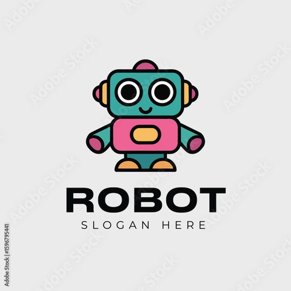 Obraz Colorful robot logo, Unique, modern logo