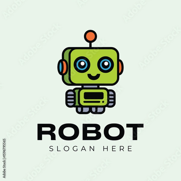 Obraz Cute robot logo, unique, modern icon