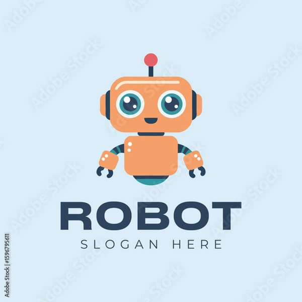 Obraz Yellow robot logo, Cute robot logo, Unique
