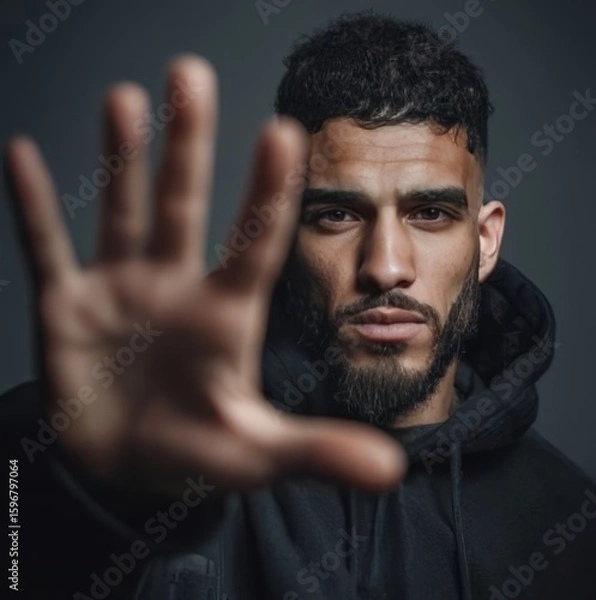 Obraz araic man try to hiding from camera
