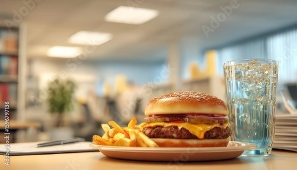 Obraz hamburger and fries