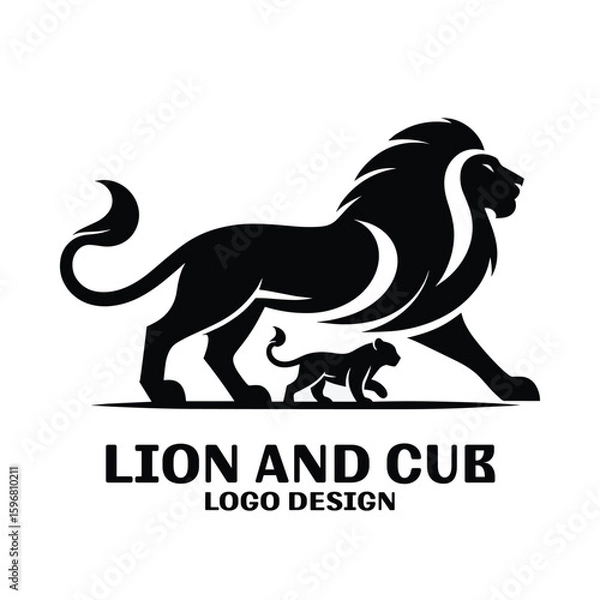 Obraz Lion And Cub Vector Logo Design 