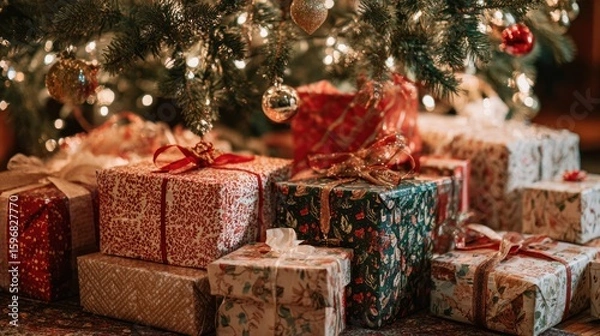 Obraz Christmas presents under a tree