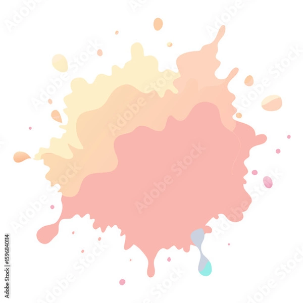Fototapeta Abstract pastel paint splatter silhouette with soft gradients isolated on white background