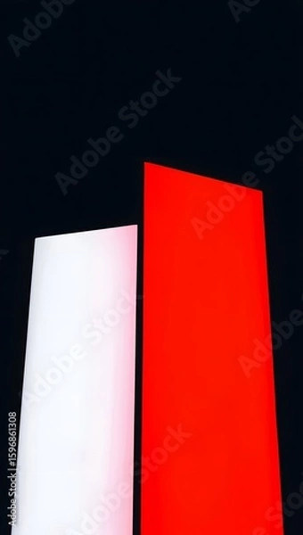 Obraz Abstract Geometric Composition - Red and White Rectangles