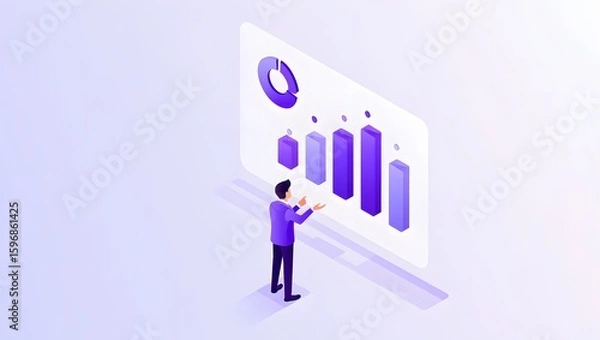 Obraz Data Visualization - Businessman Analyzing Sales Performance Metrics