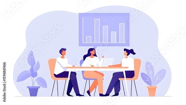 Obraz Team Meeting in Modern Office - Business Collaboration and Analysis