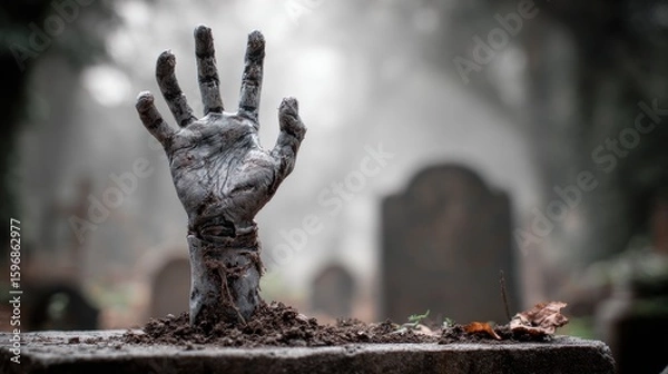 Obraz Zombie hand emerging from grave