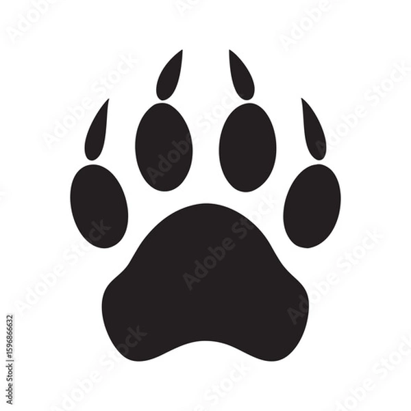 Obraz A stylized bear paw print silhouette rendered in a clean vector graphic suitable for various design applications
