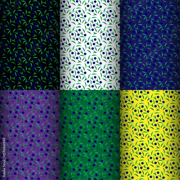 Fototapeta Seamless flower and leaf design for fabric printing and digital wallpapers.