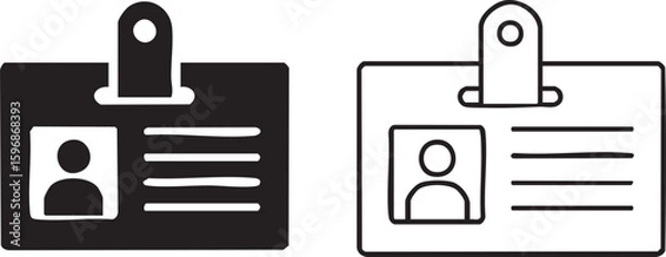 Obraz Two simple hand drawn icons representing a black silhouette and a white outline of an identification card with a photo and lines for text