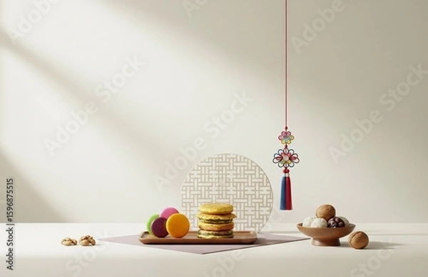 Obraz 한복과 추석 설날 한가위 명절 배경 이미지