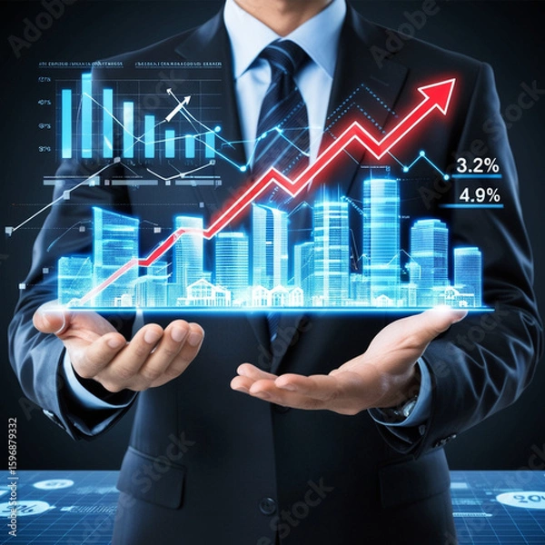 Fototapeta business man drawing graph