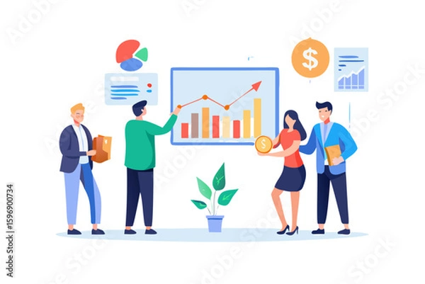 Fototapeta Business team analyzing financial growth and investment strategies