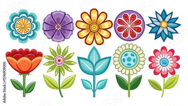 Fototapeta Flower icons set isolated on white background. Flower simple icon. Vector illustration