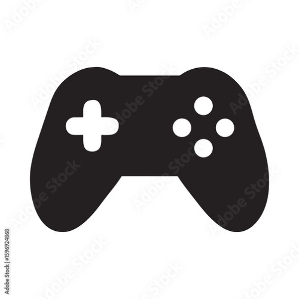 Fototapeta A black video game controller with multiple buttons is isolated on a white background, ready for fun gaming entertainment