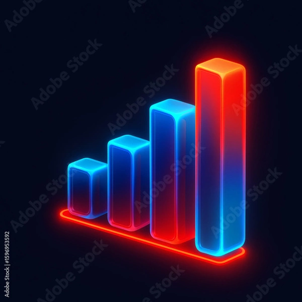 Obraz Business Graph Blue & Red Glow