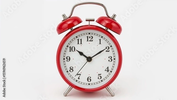 Fototapeta Red retro alarm clock with twin bells