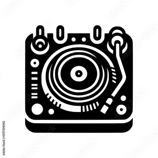 Fototapeta A stylized image of a record player, presented in a clean and modern design.