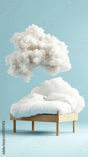 Fototapeta Bed with Cloud Above