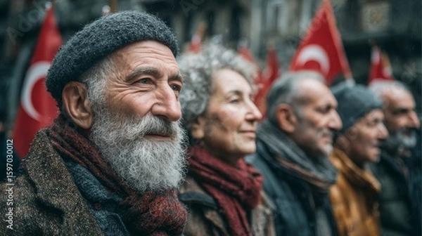 Fototapeta Gathering of diverse generations at a cultural event urban setting portraits emotional atmosphere