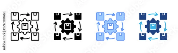 Fototapeta Supply Chain icon set multiple style collection