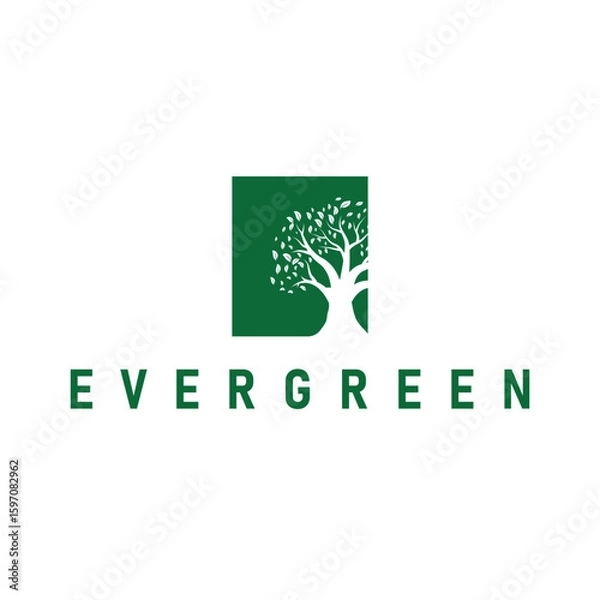 Fototapeta Tree logo design, natural beauty of green earth plants design as a simple and minimalist illustration vector template