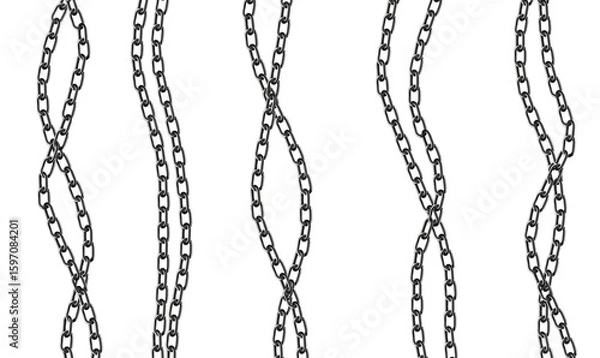 Fototapeta Seamless Twisted Metal Chain Pattern on White Background for Industrial, Punk, or Fashion Design Projects and Textures

