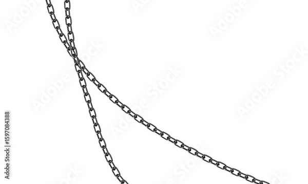 Fototapeta Realistic Vector Illustration of Thin Black Metal Chains Overlapping on White Background for Industrial and Graphic Design Use