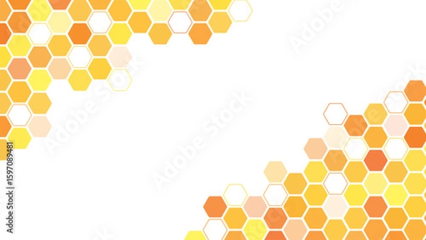 Fototapeta Honeycomb hexagonal abstract bee hive corner background. Honey pattern seamless hexagon background