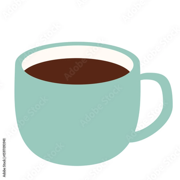 Obraz 水色のマグカップに入ったコーヒーのシンプルでかわいいイラスト