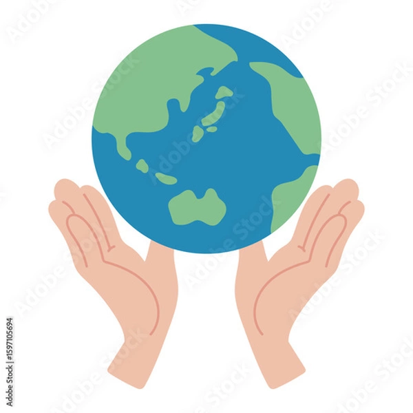 Obraz 地球を両手で包んだイメージのイラスト