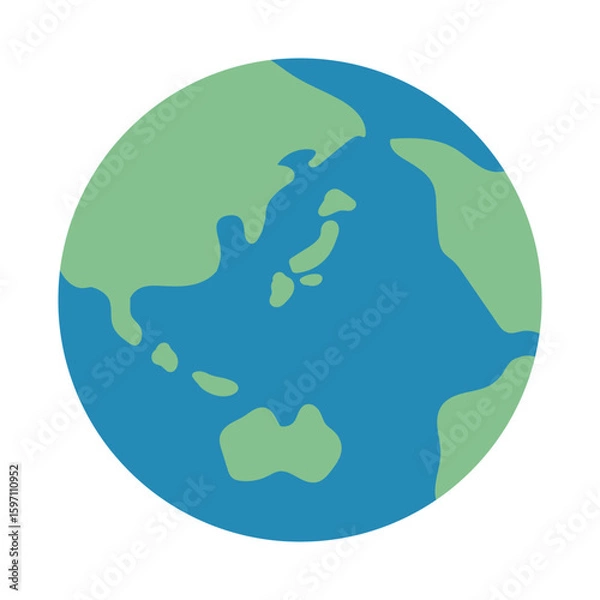 Obraz デフォルメされたシンプルな日本中心の地球のイラスト