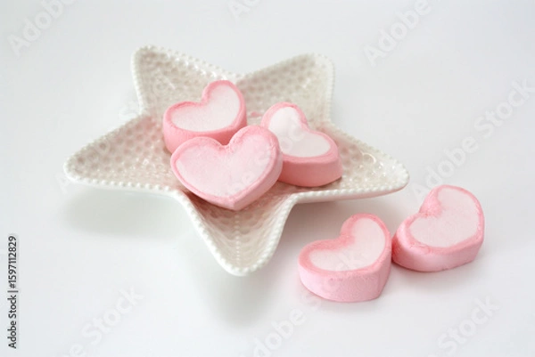 Fototapeta Colorful composition of marshmallows in the shape of a heart.