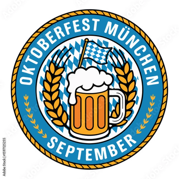 Obraz Oktoberfest München Beer Crest Logo
