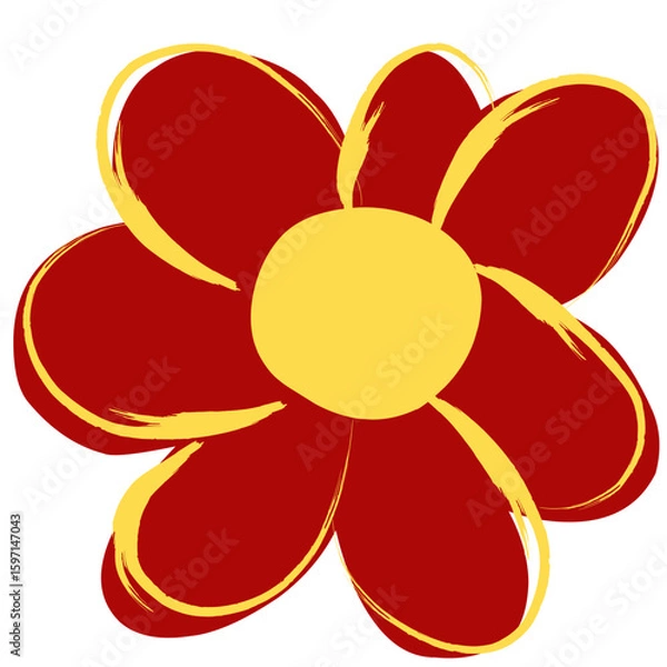 Fototapeta Single red flower with yellow line 