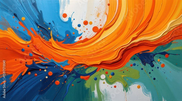 Fototapeta Dynamic abstract art splashing vibrant colors studio digital artwork creative environment artistic perspective